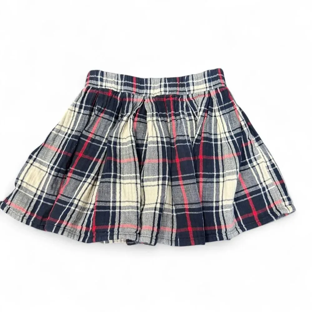 Gap kids navy, red, and cream plaid mini skirt S